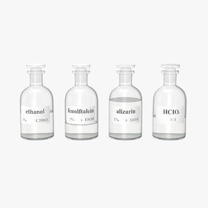 3D model realistic laboratory medical bottles