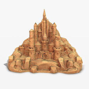 3D sand castle pbr model