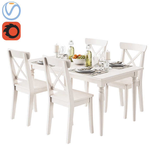 Table Ikea Ingatorp Ingolf 3d Model, Dining Room Set Ikea