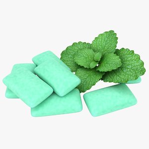 chewing gum mint color 3D model