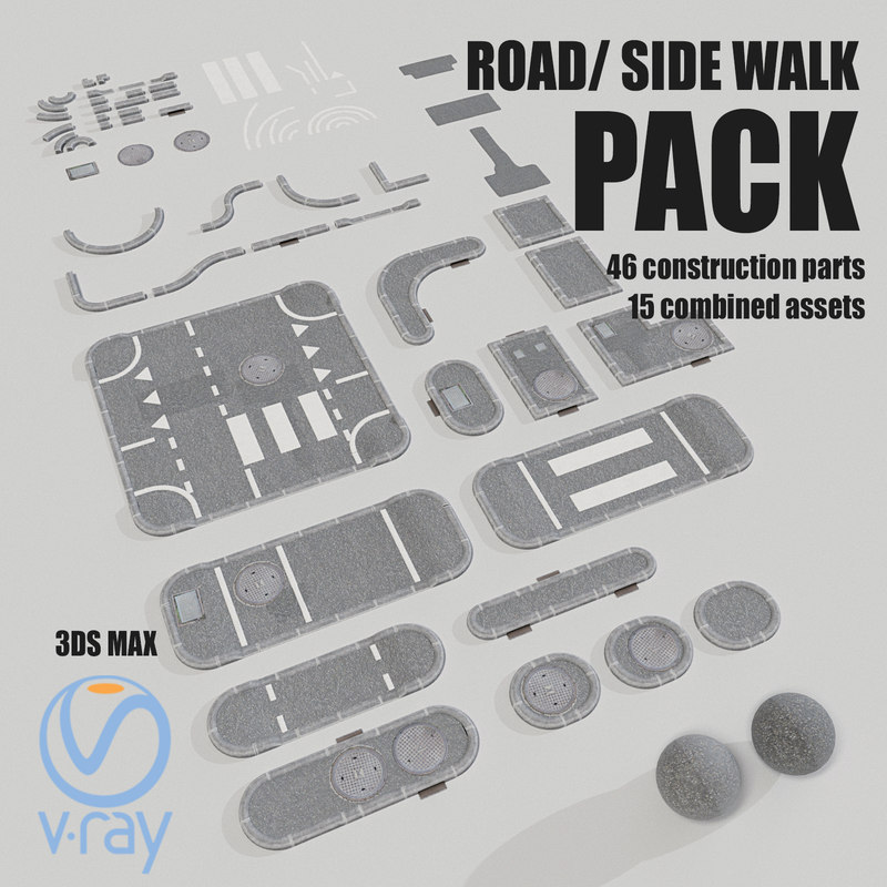 Road asset pack 3D model - TurboSquid 1244535