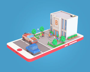 bank building phone screen 3D model