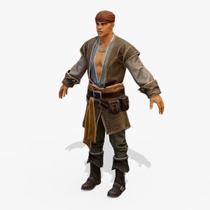 3D model real-time rigged pirate 02