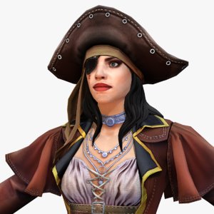 3D real-time rigged pirate red model
