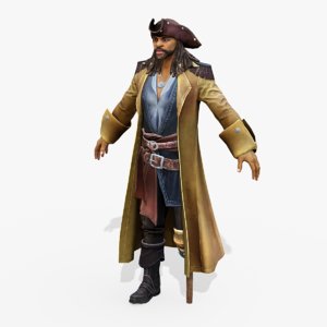 real-time rigged yellow captain model