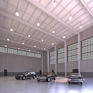 interior hangar cars 3D model