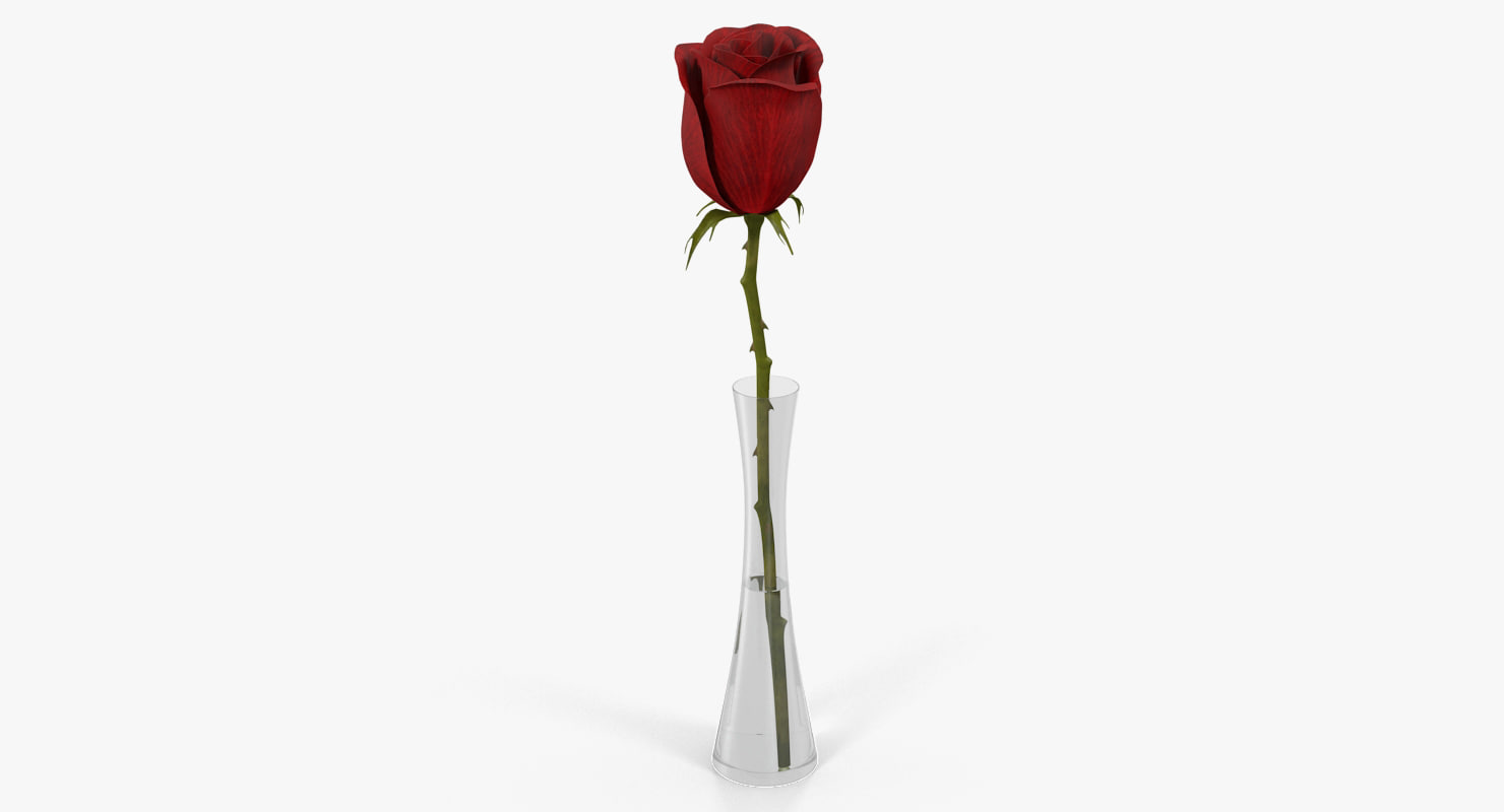 Red Rose Vase Model Turbosquid 1244831