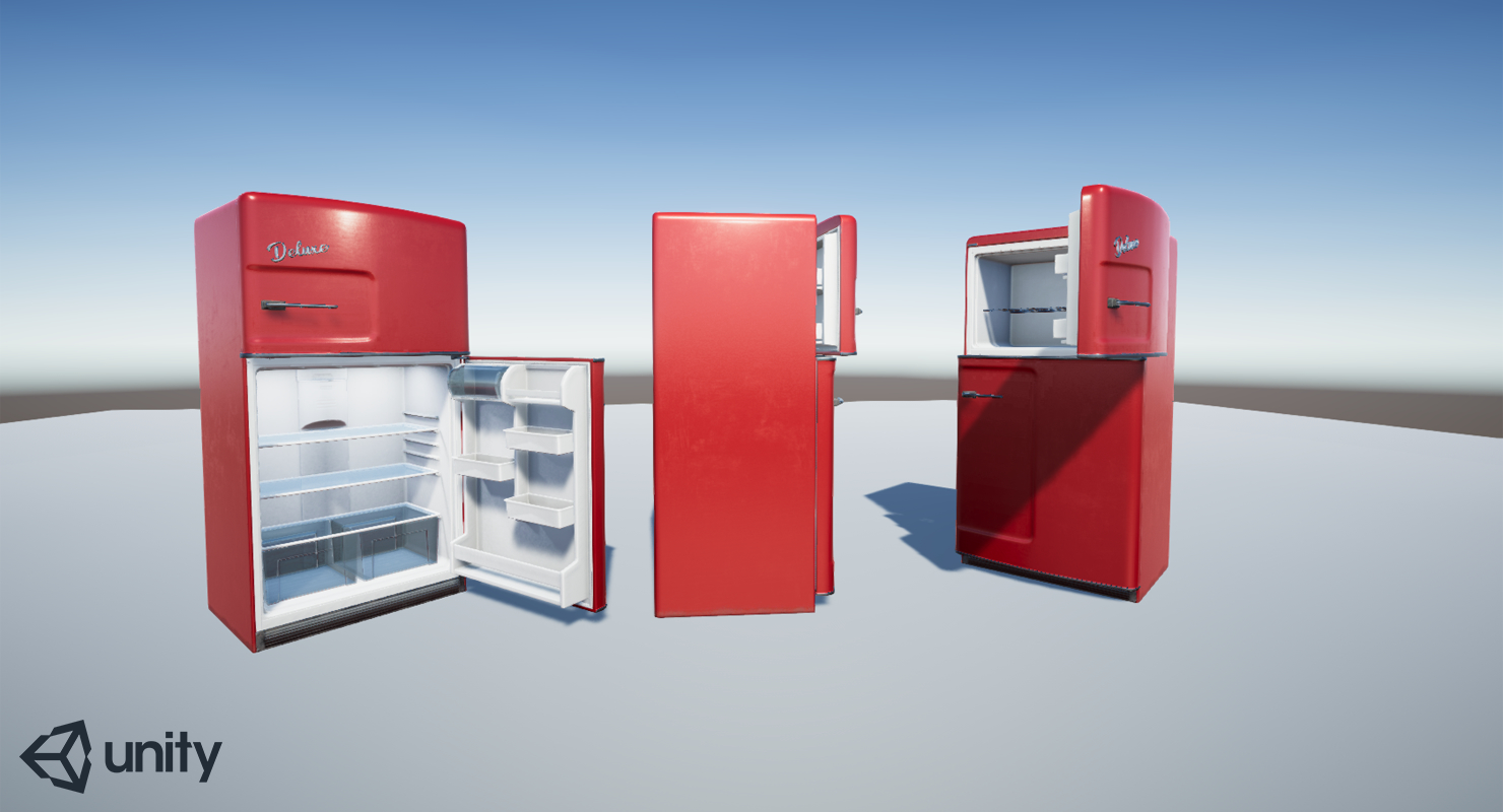 retro refrigerator fridge 3d model