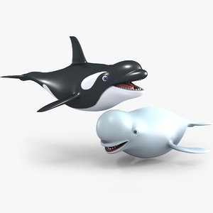 3D cartoon killer whale beluga