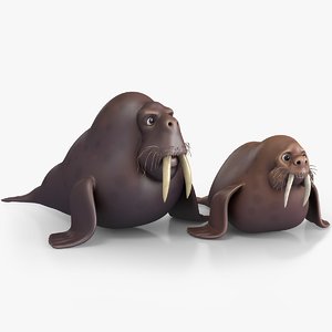 cartoon walrus 3D model