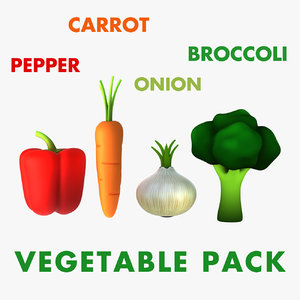 3D cartoon vegetable pack: carrot model