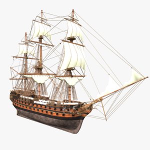 3D model ship realistic rig