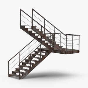 3D model industrial-staircases-c-shaped-dirty