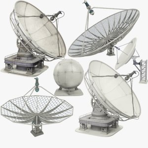 satellite dishes set 3D