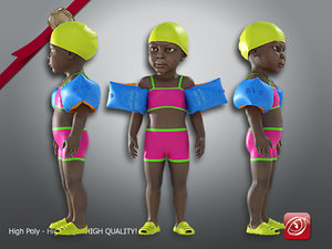 3D child female swimming pool model