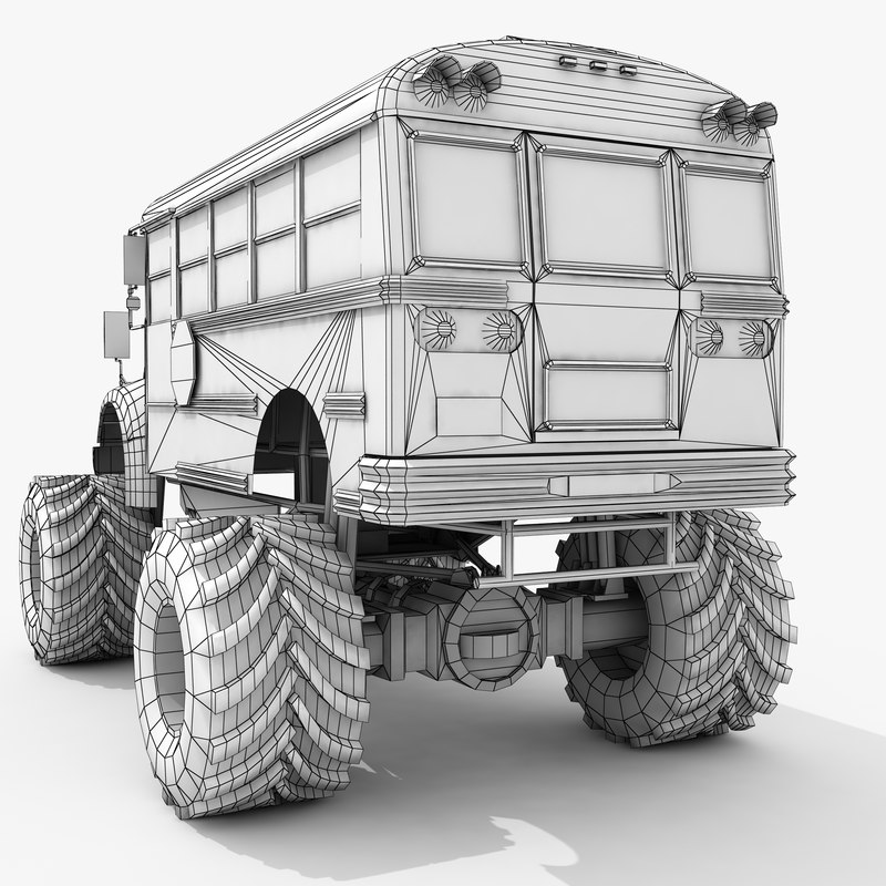 Yellow school bus monster truck model - TurboSquid 1247218