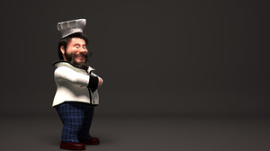 3D cartoon character chef model