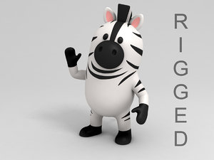 zebra character cartoon 3D