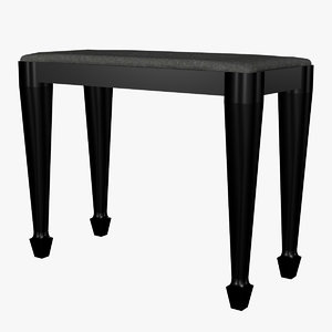 3D model black piano stool leather cushion