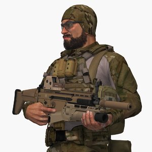 military soldier rigged 3D model