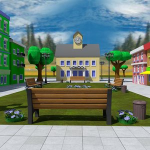 cartoon garden square 3D