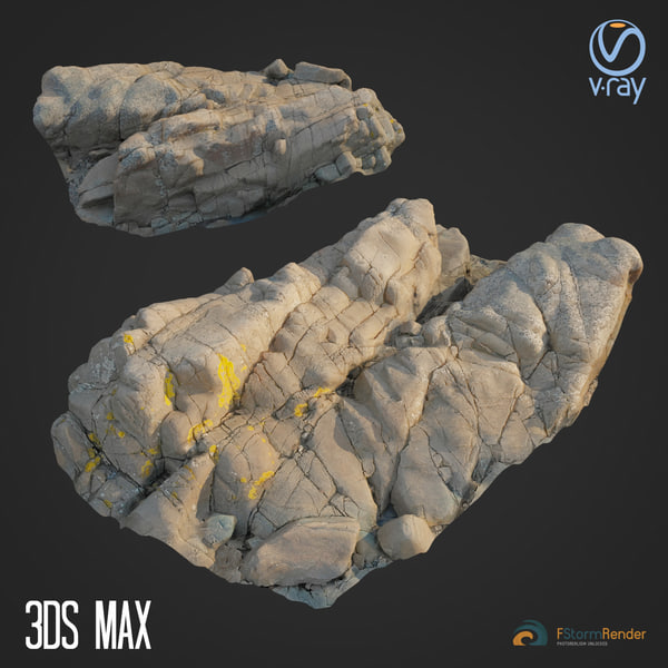 scanned rock cliff g 3D