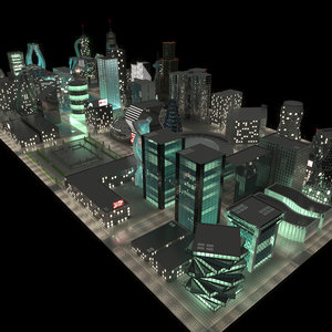 3D night city