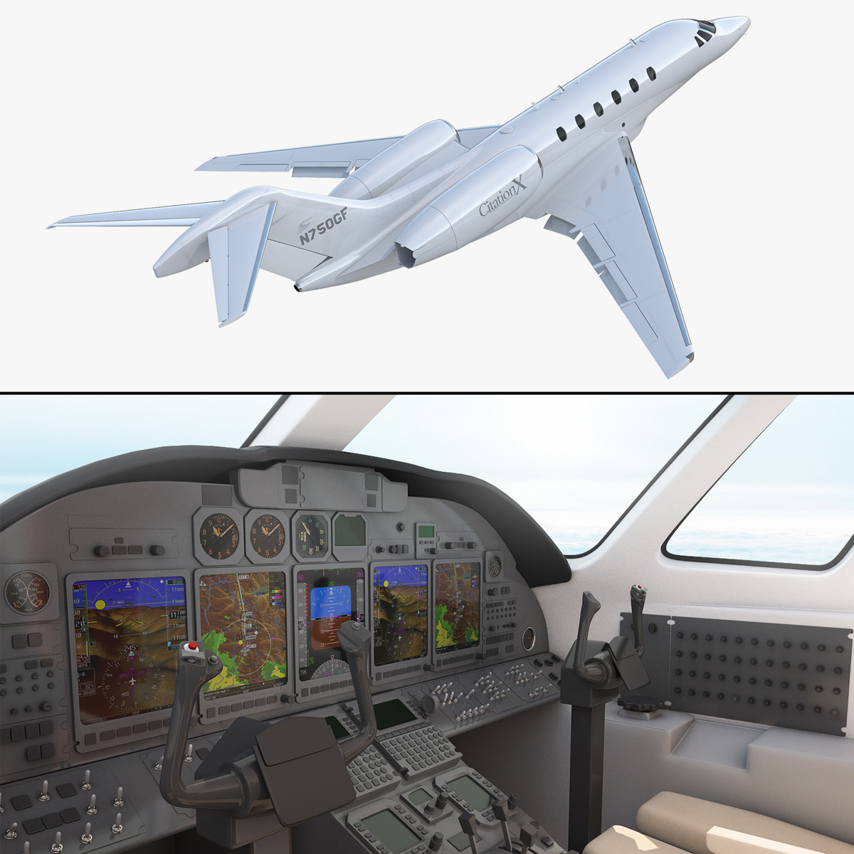 Business Jet Cessna Citation X Mit Innenausstattung