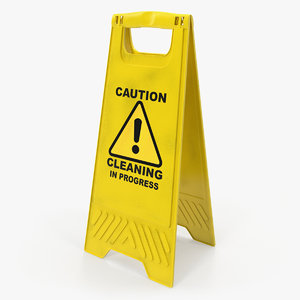 warning cleaning progress sign 3D