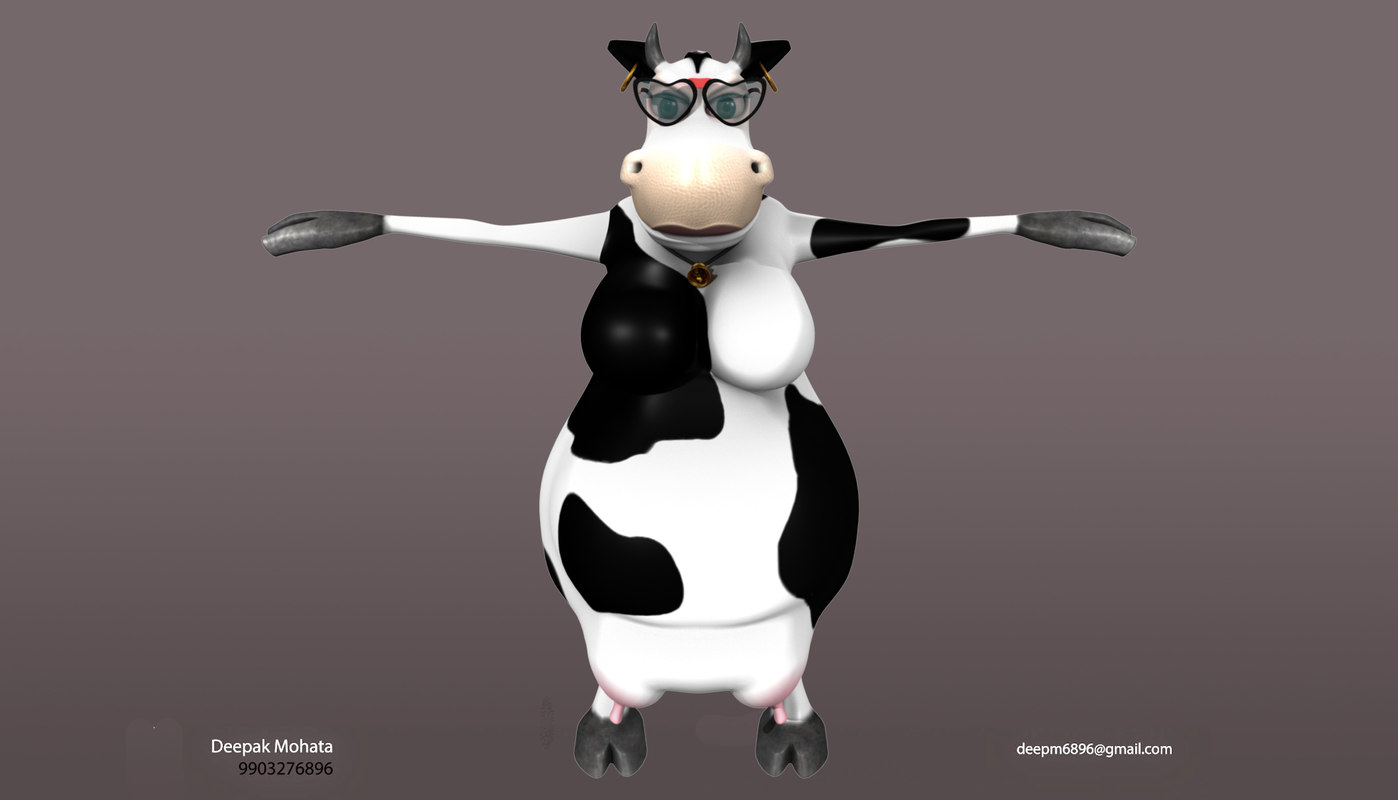 Cartoon Cow 3d Model Turbosquid 1261524
