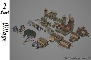 medieval village buildings 2 3D model