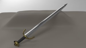3D broad sword weapon model