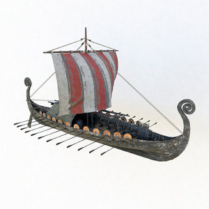 3D viking ship drakkar modeled