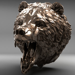 3D bear head polygonal 2