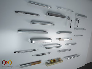 3D handles kitchen cabinets model