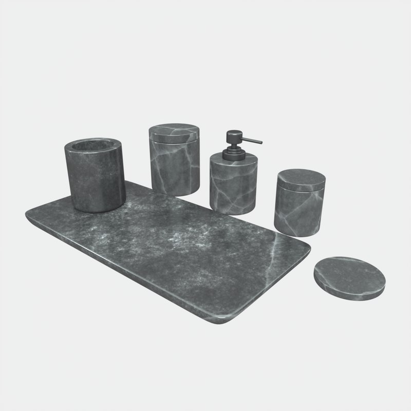 3D Black Marble Bathroom Accessories Model - TurboSquid 1264027