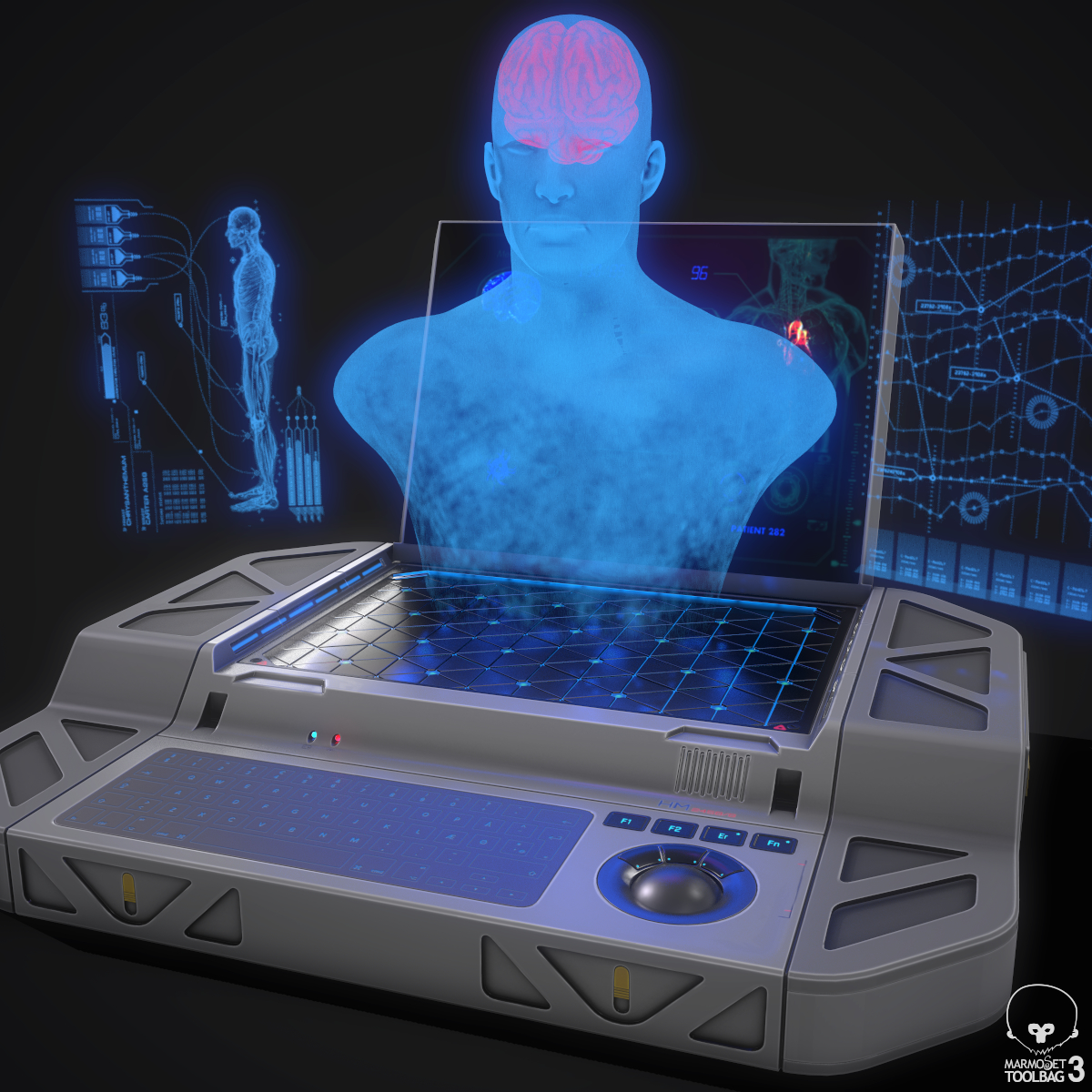 hi tech sci fi hologram desktop control