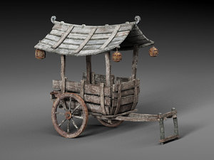 chinese wooden cart 3D model