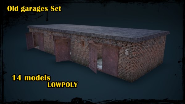 3D old garages set model