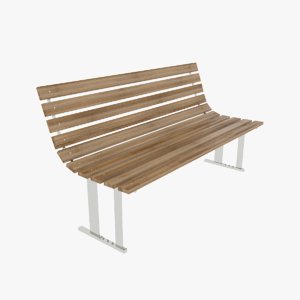 3D wooden bench model