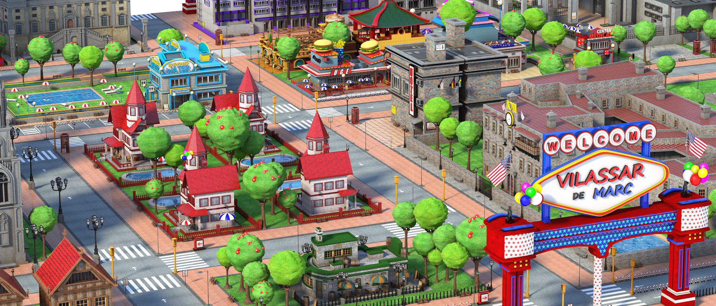 3d car cartoon city model