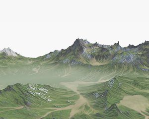 3D grassy mountain model