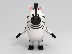 3D model zebra character cartoon