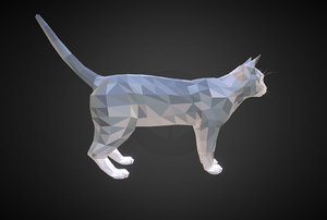 3D cat white art farm animal