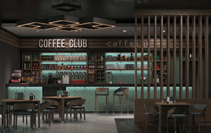 3D model scene interior coffee shop