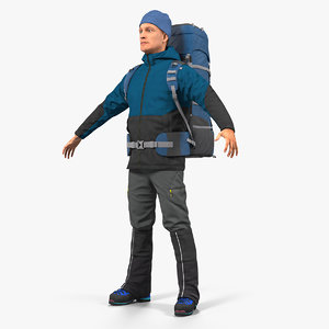 winter hiking clothes men 3D model