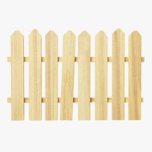 3D wooden fence segment separated model