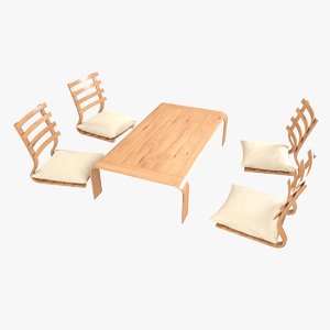 3D model japanese minimalistic table set