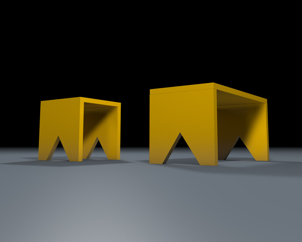 Yellow wooden stool banquette 3D model TurboSquid 1269028