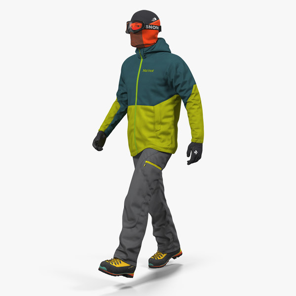 3D rock climber winter hiking